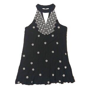 Entro Embroidered Halter Blouse – Women’s Size Medium– Black & White
